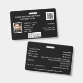 Badge Carte d'identité de l'employé PERSONNALISÉ code à  (Avant & arrière)