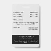 Badge Carte d'identité de l'employé PERSONNALISÉ modèle (Arrière)