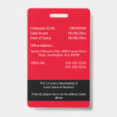 Badge Carte d'identité de l'employé PERSONNALISÉ modèle  (Back)