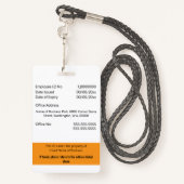 Badge Carte d'identité de l'employé PERSONNALISÉ modifia (Derrière avec lanière)