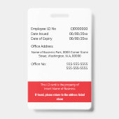 Badge Carte d'identité de l'employé PERSONNALISÉ modifia (Back)