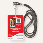 Badge Carte d'identité de l'employé PERSONNALISÉ modifia (Devant avec lanière)