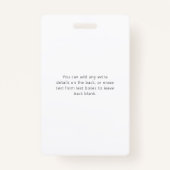 Badge Carte d'identité de l'employé pour une végétation  (Dos)