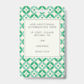 Badge Carte d'identité de l'employé vert géométrique (Arrière)