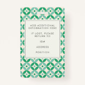 Badge Carte d'identité de l'employé vert géométrique (Dos)