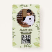 Badge Carte d'identité de l'enseignant en Aquarelle vert (Devant)