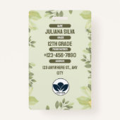 Badge Carte d'identité de l'enseignant en Aquarelle vert (Dos)