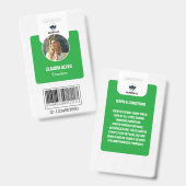 Badge Carte d'identité de l'enseignant simple | Green Co (Recto et verso)