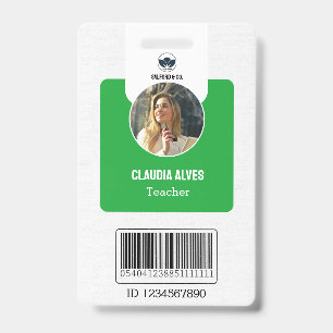 Badge Carte d'identité de l'enseignant simple Green Co