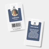Badge Carte d'identité de l'enseignant simple | Navy Col (Avant & arrière)