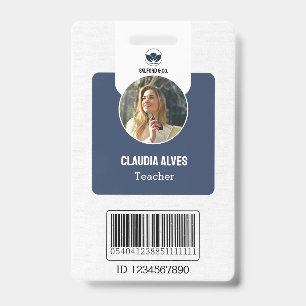 Badge Carte d'identité de l'enseignant simple Navy Col