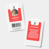 Badge Carte d'identité de l'enseignant simple | Red Coll (Avant & arrière)