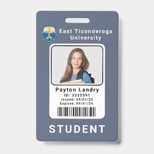 Badge Carte d'identité de l'étudiant de l'école Modèle G (Avant)