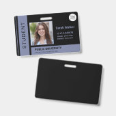 Badge Carte d'identité de l'étudiant université bleu pou (Avant & arrière)