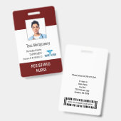 Badge Carte d'identité de l'infirmière de l'employé du c (Avant & arrière)