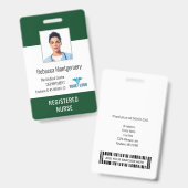 Badge Carte d'identité de l'infirmière de l'employé du c (Avant & arrière)