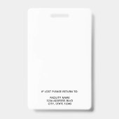 Badge Carte d'identité de l'infirmière de l'employé Médi (Dos)