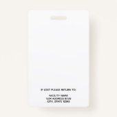 Badge Carte d'identité de l'infirmière de l'employé Médi (Dos)