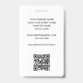 Badge Carte d'identité de logo professionnelle personnal (Arrière)