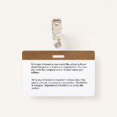 Badge Carte d'identité de nom de l'employé personnalisée (Dos avec clip)