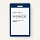 Badge Carte d'identité de nom de photo de l'employé pers (Dos)