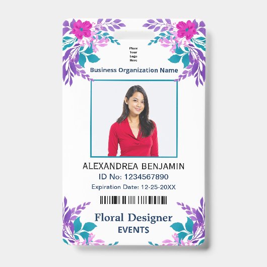 Badge Carte d'identité de nom de photo de l'employé pers (Avant)