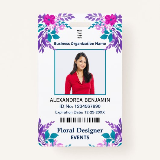 Badge Carte d'identité de nom de photo de l'employé pers (Devant)