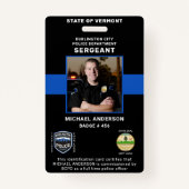 Badge Carte d'identité de police photo personnalisée (Devant)