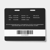 Badge Carte d'identité de policier (Arrière)