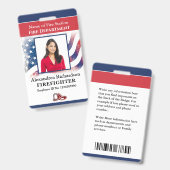 Badge Carte d'identité de pompier avec photo d'employé d (Avant & arrière)