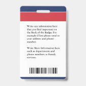 Badge Carte d'identité de pompier avec photo d'employé d (Arrière)