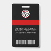 Badge Carte d'identité de pompier personnalisée avec pho (Arrière)