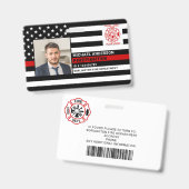 Badge Carte d'identité de pompier personnalisée avec pho (Avant & arrière)