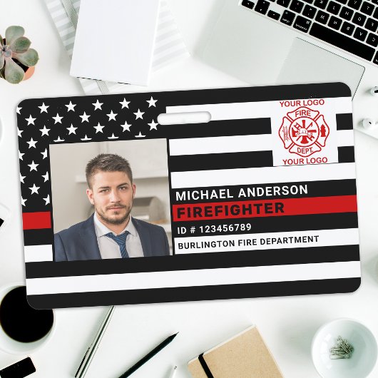 Badge Carte d'identité de pompier personnalisée avec pho
