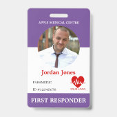 Badge Carte d'identité de premier intervenant personnali (Avant)