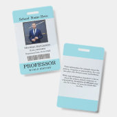 Badge Carte d'identité de professeur Nom École Modèle Ba (Avant & arrière)