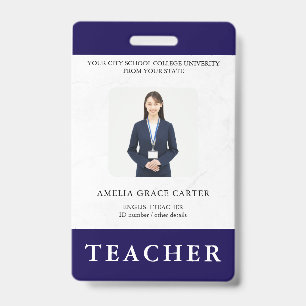 Badge Carte d'identité de professeur Nom École Modèle Ba