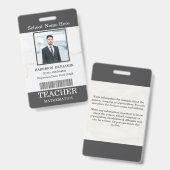 Badge Carte d'identité de professeur Nom École Modèle Ph (Avant & arrière)