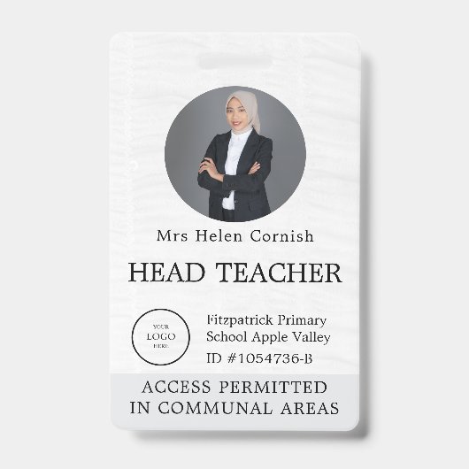 Badge Carte d'identité de professeur Nom École Modèle Ph (Avant)