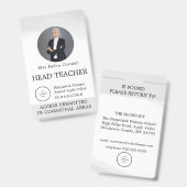 Badge Carte d'identité de professeur Nom École Modèle Ph (Avant & arrière)