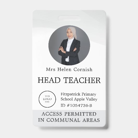 Badge Carte d'identité de professeur Nom École Modèle Ph (Avant)