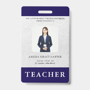 Badge Carte d'identité de professeur Nom École Modèle Ph