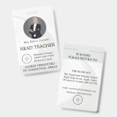 Badge Carte d'identité de professeur Nom École Modèle Ph (Avant & arrière)