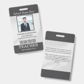 Badge Carte d'identité de professeur Nom École Modèle Ph (Avant & arrière)