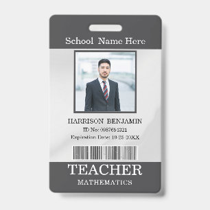 Badge Carte d'identité de professeur Nom École Modèle Ph