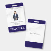 Badge Carte d'identité de professeur Nom École Modèle Ph (Avant & arrière)