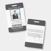 Badge Carte d'identité de professeur Nom École Modèle Ph (Avant & arrière)