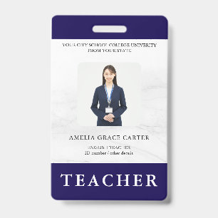 Badge Carte d'identité de professeur Nom École Modèle Ph