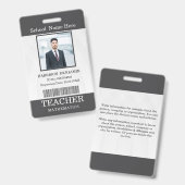 Badge Carte d'identité de professeur Nom École Modèle Ph (Avant & arrière)