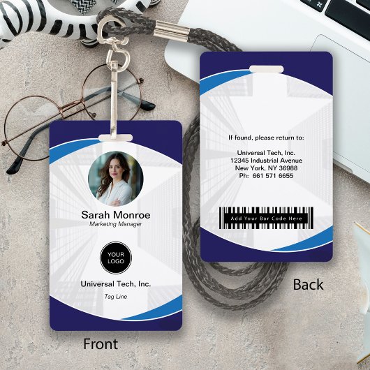 Badge Carte d'identité de sécurité avec code-barres et l